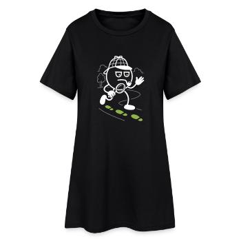 Ribbo en détective à la recherche d’indices - Robe T-shirt Femme - noir - Devant