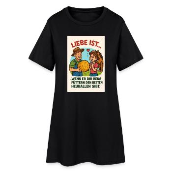 Liebe ist bester Heuballen - Frauen T-Shirt-Kleid - Schwarz - Vorne