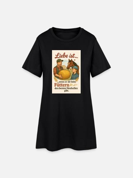 Liebe ist beim Füttern des Heuballen - Frauen T-Shirt-Kleid - Schwarz