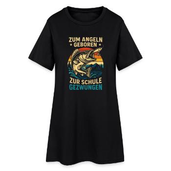 Né pour pêcher, forcé de s’entraîner, pêcheur - Robe T-shirt Femme - noir - Devant