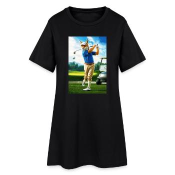 Humanoider Coyote-Golfer in Aktion - Frauen T-Shirt-Kleid - Schwarz - Vorne