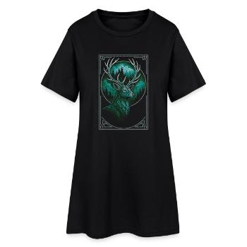 Illustration de cerf de la forêt mystique - Robe T-shirt Femme - noir - Devant