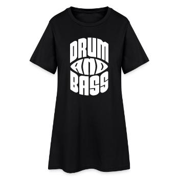 T-shirt de typographie vintage drum and bass - Robe T-shirt Femme - noir - Devant