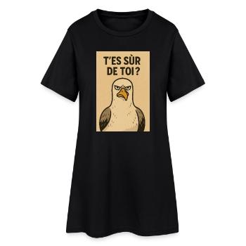 Humour d'Oiseaux Audacieux - Robe T-shirt Femme - noir - Devant