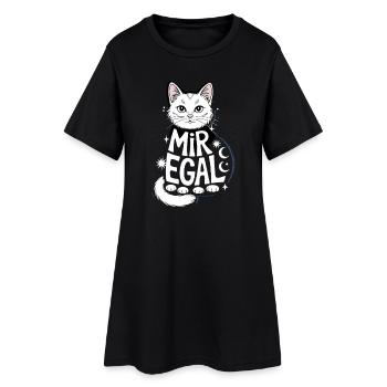 I Don't Care Cat Moon Stars Humorous Style - Women’s T-Shirt Dress - black - Front