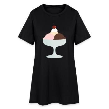 Eisbecher Trio Genuss - Frauen T-Shirt-Kleid - Schwarz - Vorne