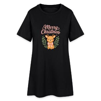 Merry Christmas Reindeer - Women’s T-Shirt Dress - black - Front