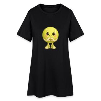 Balle de tennis Kawaii avec une main en forme de cœur - Robe T-shirt Femme - noir - Devant