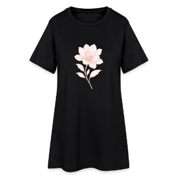 Magnolia rose, Fleur - Robe T-shirt Femme - noir - Devant