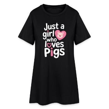 Juste une fille qui aime les cochons - Robe T-shirt Femme - noir - Devant