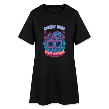 Cherry Drop – Taste the Bass Neon Design - Women’s T-Shirt Dress - black - Front