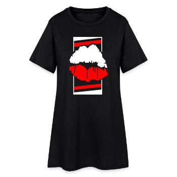 Pologne Lèvres Contraste Pop Art - Robe T-shirt Femme - noir - Devant