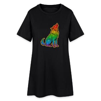 Heulender Regenbogenwolf Glitter Silhouette - Frauen T-Shirt-Kleid - Schwarz - Vorne