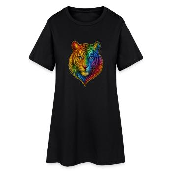 Rainbow Tiger Head - Women’s T-Shirt Dress - black - Front