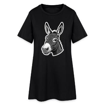 Âne curieux – Charmant et drôle - Robe T-shirt Femme - noir - Devant