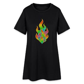 Flamme scintillante de feu arc-en-ciel - Robe T-shirt Femme - noir - Devant