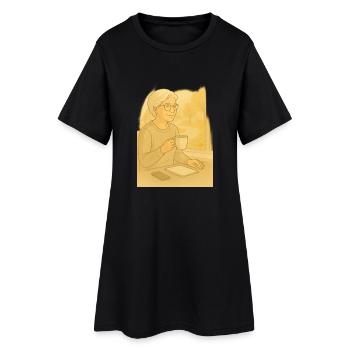 Oma Karin - Frauen T-Shirt-Kleid - Schwarz - Vorne