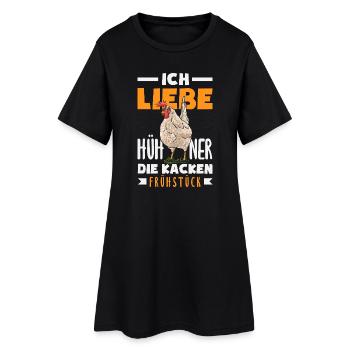 J’adore les poulets – ils font caca au petit-déjeuner - Robe T-shirt Femme - noir - Devant