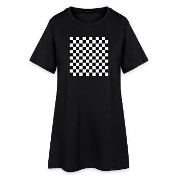 Carré d’échecs noir et blanc - Robe T-shirt Femme - noir - Devant