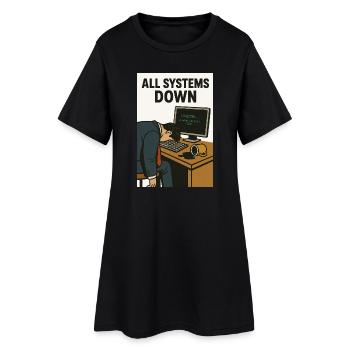 All Systems Down IT Humor Caricature - Women’s T-Shirt Dress - black - Front