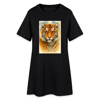 Portrait de tigre à l’aquarelle - Robe T-shirt Femme - noir - Devant