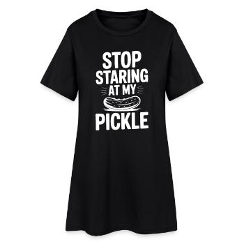 Arrête de fixer mon cornichon ! - Robe T-shirt Femme - noir - Devant