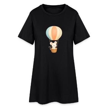 Souris pastel en montgolfière - Robe T-shirt Femme - noir - Devant