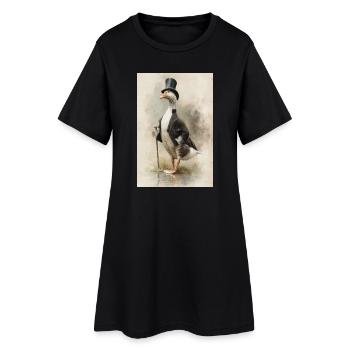 Gentleman Oie au chapeau haut de forme - Robe T-shirt Femme - noir - Devant