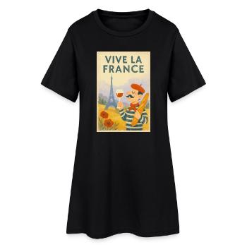 Long Live France Vintage Baguette - Women’s T-Shirt Dress - black - Front