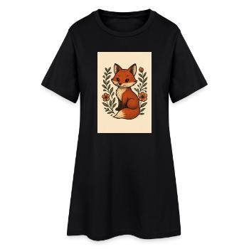 Großer Fuchs - Frauen T-Shirt-Kleid - Schwarz - Vorne
