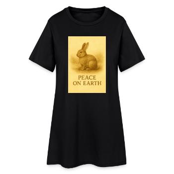 Paix sur Terre Imprimé Lapin - Robe T-shirt Femme - noir - Devant