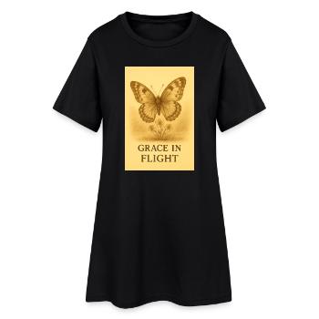 Gnade im Flug Schmetterlingsblüte - Frauen T-Shirt-Kleid - Schwarz - Vorne
