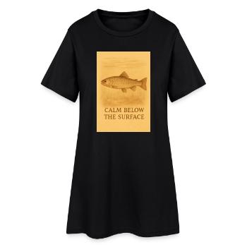 Empreinte de truite calme sous la surface - Robe T-shirt Femme - noir - Devant