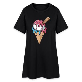 Gaufre de glace de baseball avec des vermicelles - Robe T-shirt Femme - noir - Devant