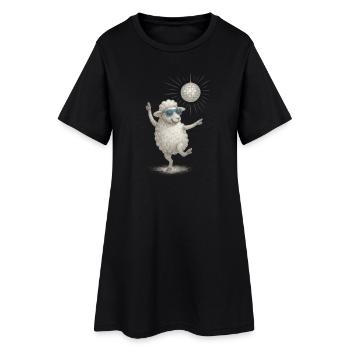 Mouton disco avec des lunettes de soleil - Robe T-shirt Femme - noir - Devant