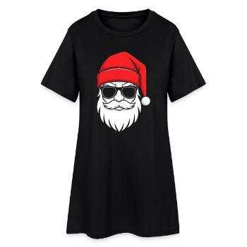 Père Noël cool avec barbe et lunettes de soleil - Robe T-shirt Femme - noir - Devant