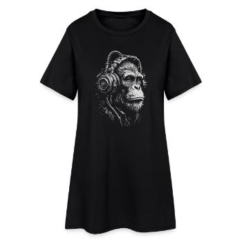 Illustration du singe casque - Robe T-shirt Femme - noir - Devant