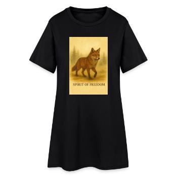 Freiheitsfuchs im Sepia-Stil - Frauen T-Shirt-Kleid - Schwarz - Vorne