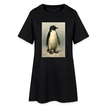 Le Pingouin d’hiver en peinture à l’huile - Robe T-shirt Femme - noir - Devant