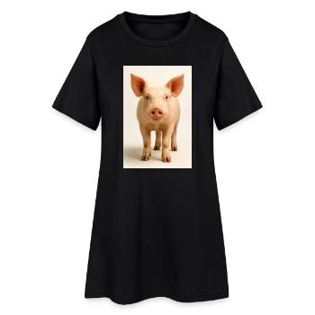 Charme de gros plan du cochon - Robe T-shirt Femme - noir - Devant