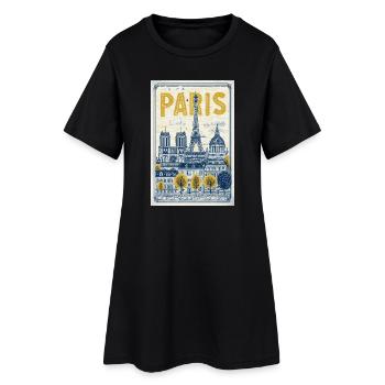 Paris Skyline Vintage-Poster - Frauen T-Shirt-Kleid - Schwarz - Vorne