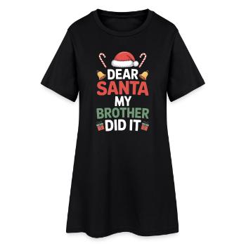Cher Père Noël, mon frère l’a fait. - Robe T-shirt Femme - noir - Devant
