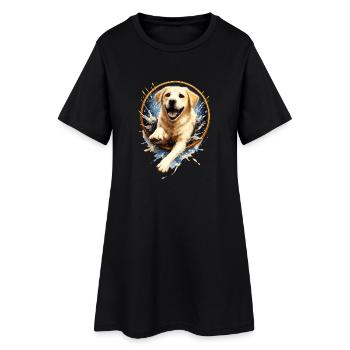 Lively Golden Retriever Jump Ring - Women’s T-Shirt Dress - black - Front