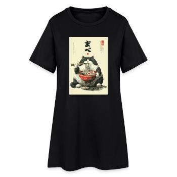 Festin de chats ramen - Robe T-shirt Femme - noir - Devant