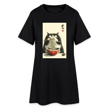 Festin de ramen Neko - Robe T-shirt Femme - noir - Devant