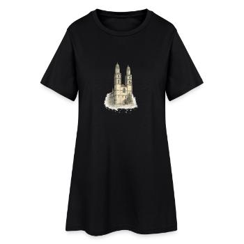 Cathédrale aquarelle avec deux tours - Robe T-shirt Femme - noir - Devant