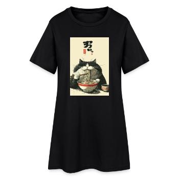 Bol Zen Chat Nouilles - Robe T-shirt Femme - noir - Devant