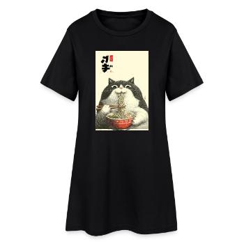 Festin de ramen Neko - Robe T-shirt Femme - noir - Devant