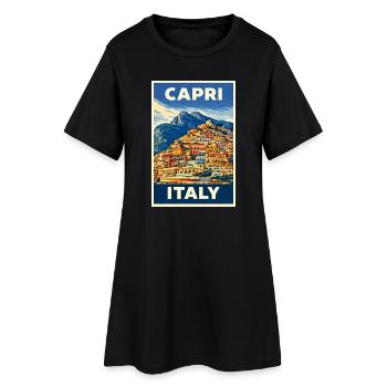 Capri Italy – Vintage Reiseposter Mediterran - Frauen T-Shirt-Kleid - Schwarz - Vorne