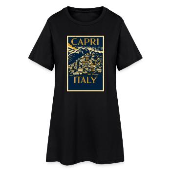 Capri Italie – Affiche vintage marine et or Art déco - Robe T-shirt Femme - noir - Devant